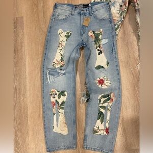 Handmade Baggy Floral silver tab Levi’s